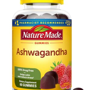 Nature Made Ashwagandha Gummies, Vegan, KSM 66 Ashwagandha Supplement for Stress Support, 60 Count, 30-Day Supply