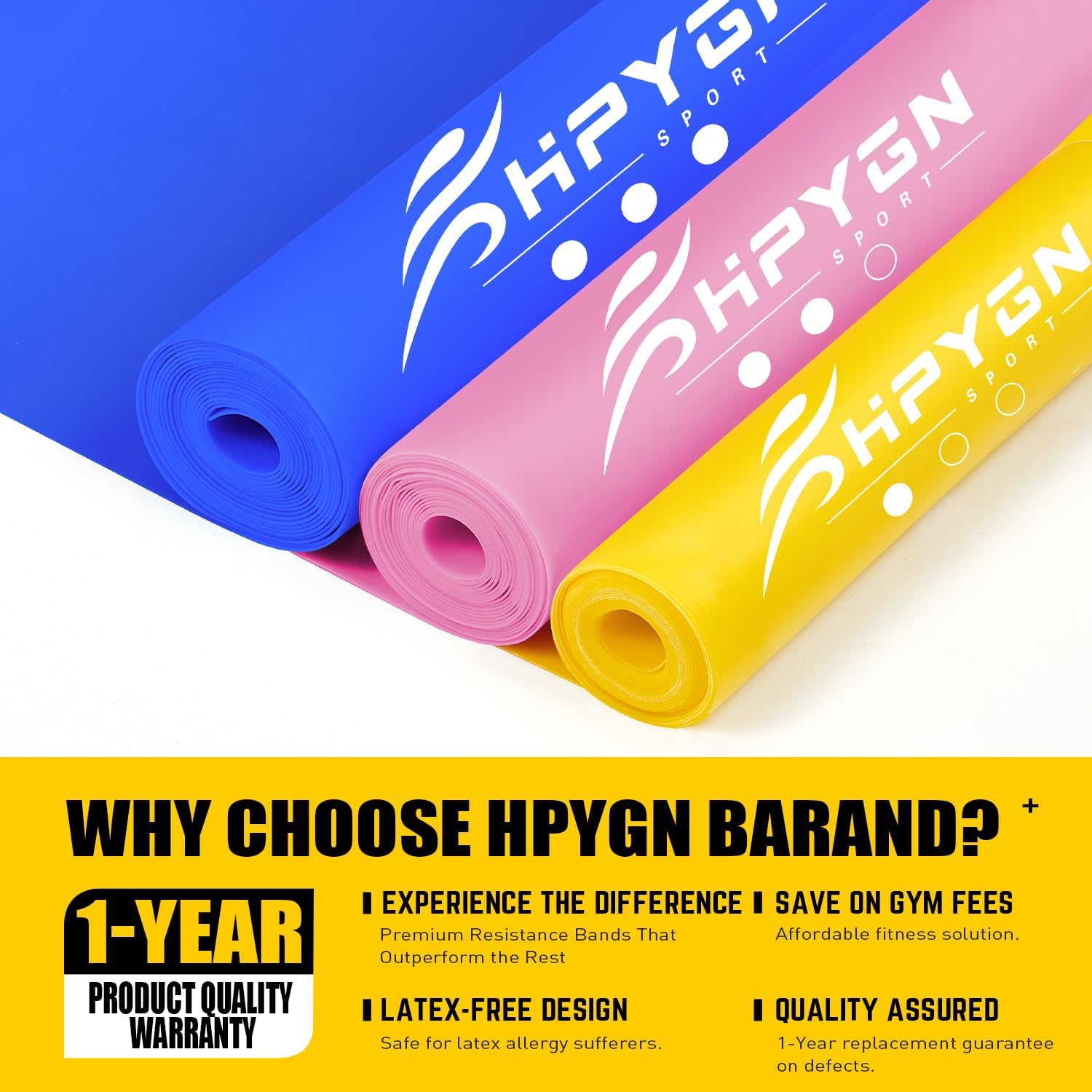 HPYGN 3 Levels Non-Latex Exercise Bands for Physical Therapy & Yoga, Professional Resistance Bands Set for Working Out, Strength Training, Pilates & Rehab, TPE Elastic Stretch Bands for Seniors, Women - Image 7