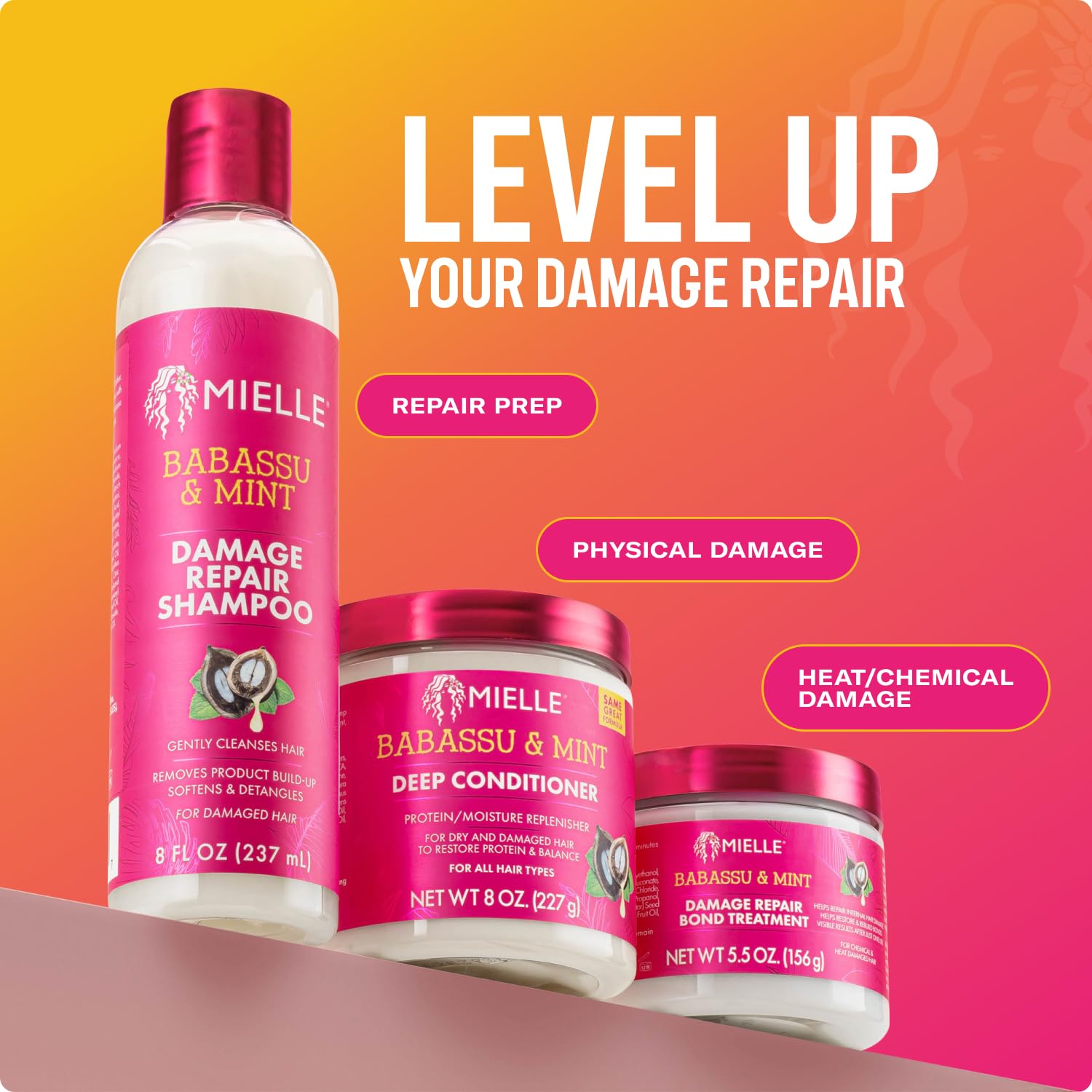 Mielle Organics Babassu & Mint Damage Repair Hair Shampoo - Hydrating Shampoo & Scalp Build-Up Remover - Gently Cleanses & Preps for Repair (8 fl oz) - Image 5