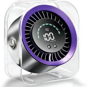 FOWSEEK Rechargeable Desk Fan Small Quiet, 4000mAh Portable USB Table Fan with 100 Speeds, 360° Adjustable, LED Display, Desktop Personal Cooling Fans for Bedroom Camping Office Travel - Purple
