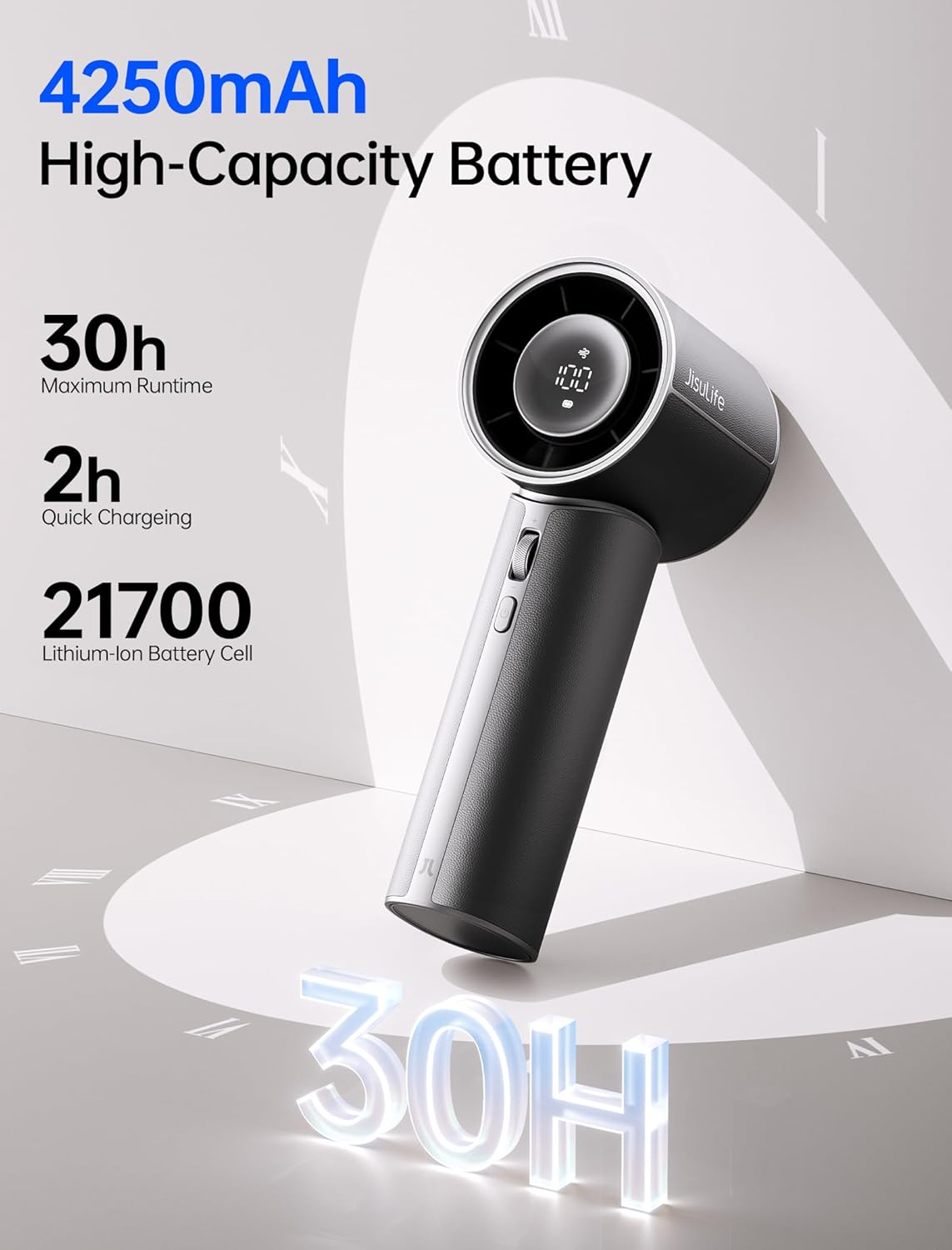 JISULIFE Handheld Fan Pro1 Mini - Scented Breeze: Elite PU Leather, Aroma Pod Innovation, 30 Hours Cooling, 100-Speed, Portable Fan for Travel, Concerts, Premium Gifts for Women Men- Velvet Black - Image 4