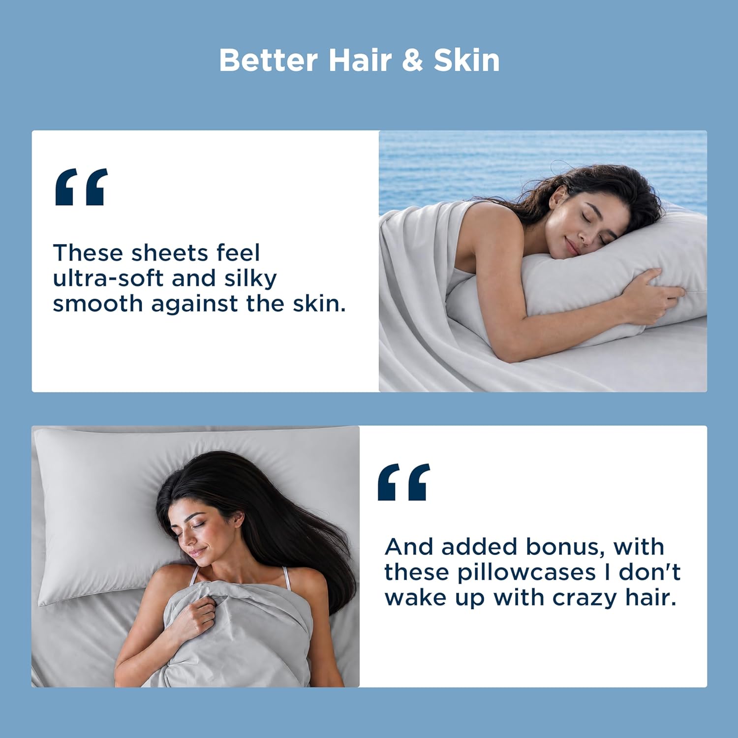 Bedsure Cooling Sheets for Hot Sleepers, Silver Infused Bed Sheets, Q-Max>0.46, Luxury Soft & Silky Smooth Queen Sheet Set, Deep Pocket Up to 16 Inches, 4 Pieces for Kids, Women, Men, Light Grey - Image 5
