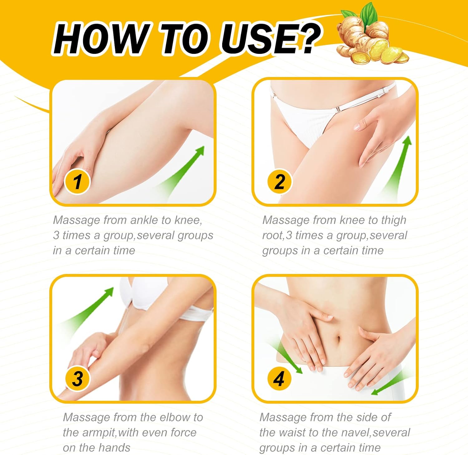 ALIVER Fat Burning Cream Lose Weight Fast for Women, Ginger Slimming Lotion That Burns Stomach Body Fat, Cellulite Cream for Thighs, Belly and Butt - Image 2