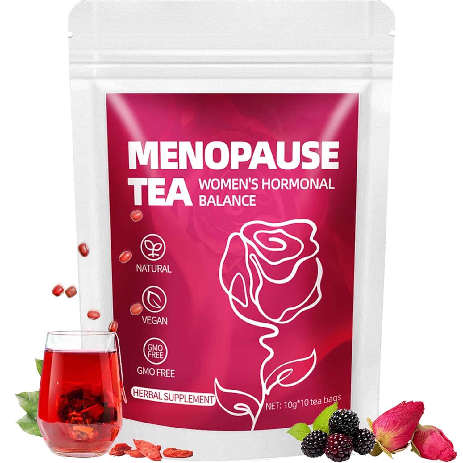 VAEYAE Natural Menopause Support Tea, Herbal Tea for Women Hormone Balance, Menopausal Symptom for Hot Flashes, Night Sweats, Mood Swings, Restful Sleep Teabags