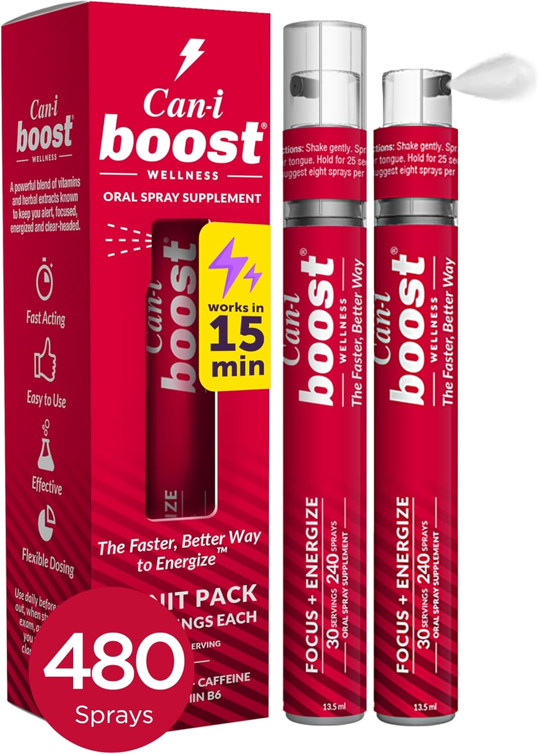 Can-i Boost — Fast-Acting Energy & Focus Spray for Menopause & Perimenopause – Brain Fog Relief, Mental Clarity & Alertness – Sublingual B12 with Rhodiola & CoQ10 – Sugar-Free, Vegan – 60 Servings