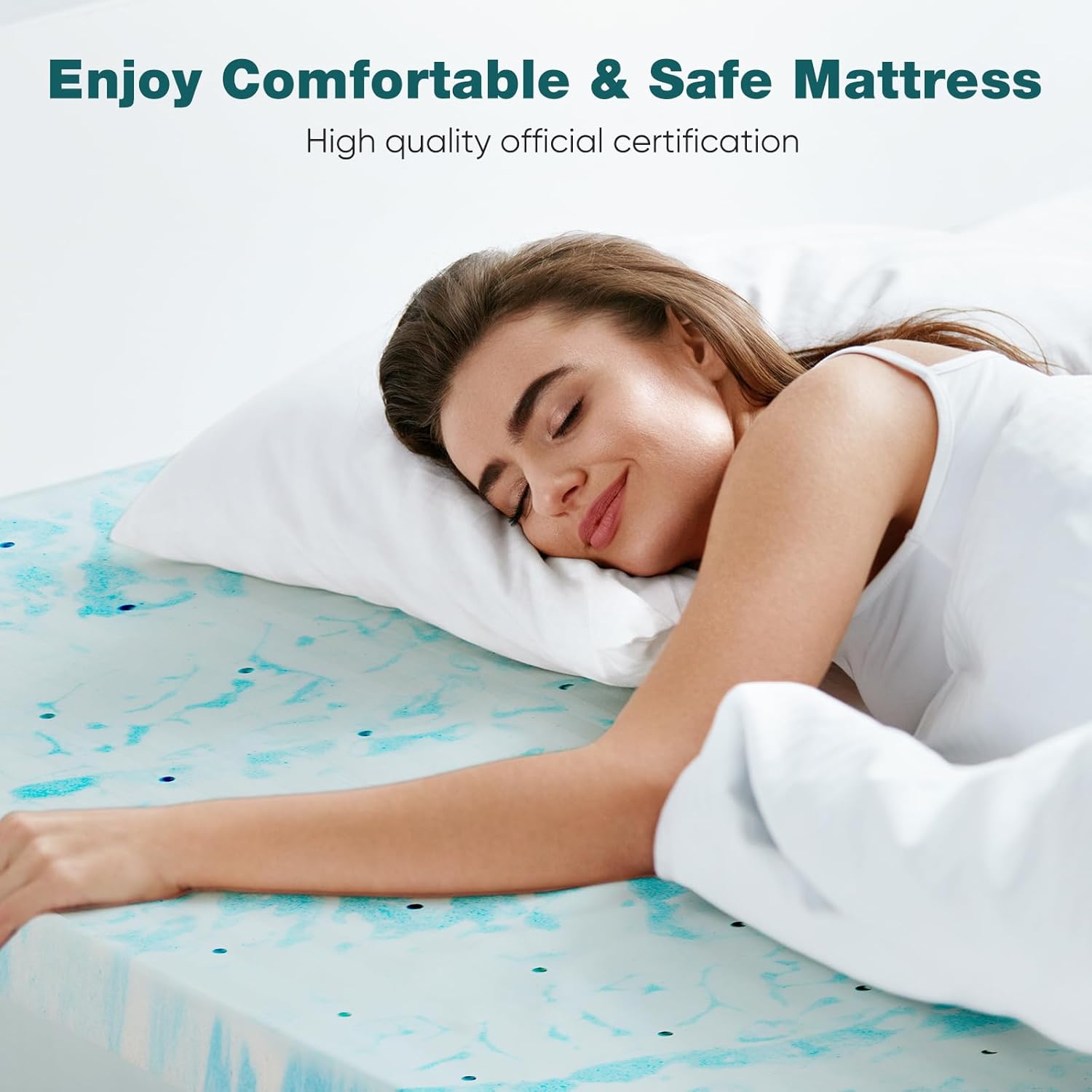 Sweetcrispy Mattress Topper King, 4 Inch Thick Memory Foam Gel Infused Cooling Toppers Pad for King Size Bed, Sleeper Sofa, RV, Camper, CertiPUR US Certified, Ventilated and Breathable - Image 7
