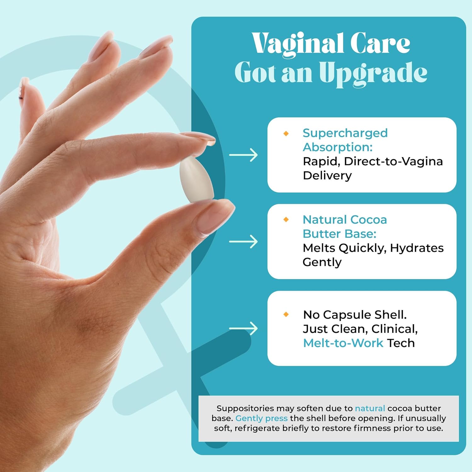 PURE WOMAN - Pure Bliss - Vaginal Moisturizing Suppositories - Hyaluronic Acid, Vitamin E, Vitamin A, Lactic Acid - Supports Vaginal Moisturization - Long Lasting Comfort & Sensitivity Relief - 10 Pk - Image 5