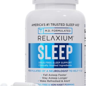Relaxium Gentle Sleep Supplement | 60 Vegan Capsules, 30-Day Supply | Melatonin, Magnesium Glycinate, Ashwagandha & Valerest Blend | Non-Habit Forming Formula