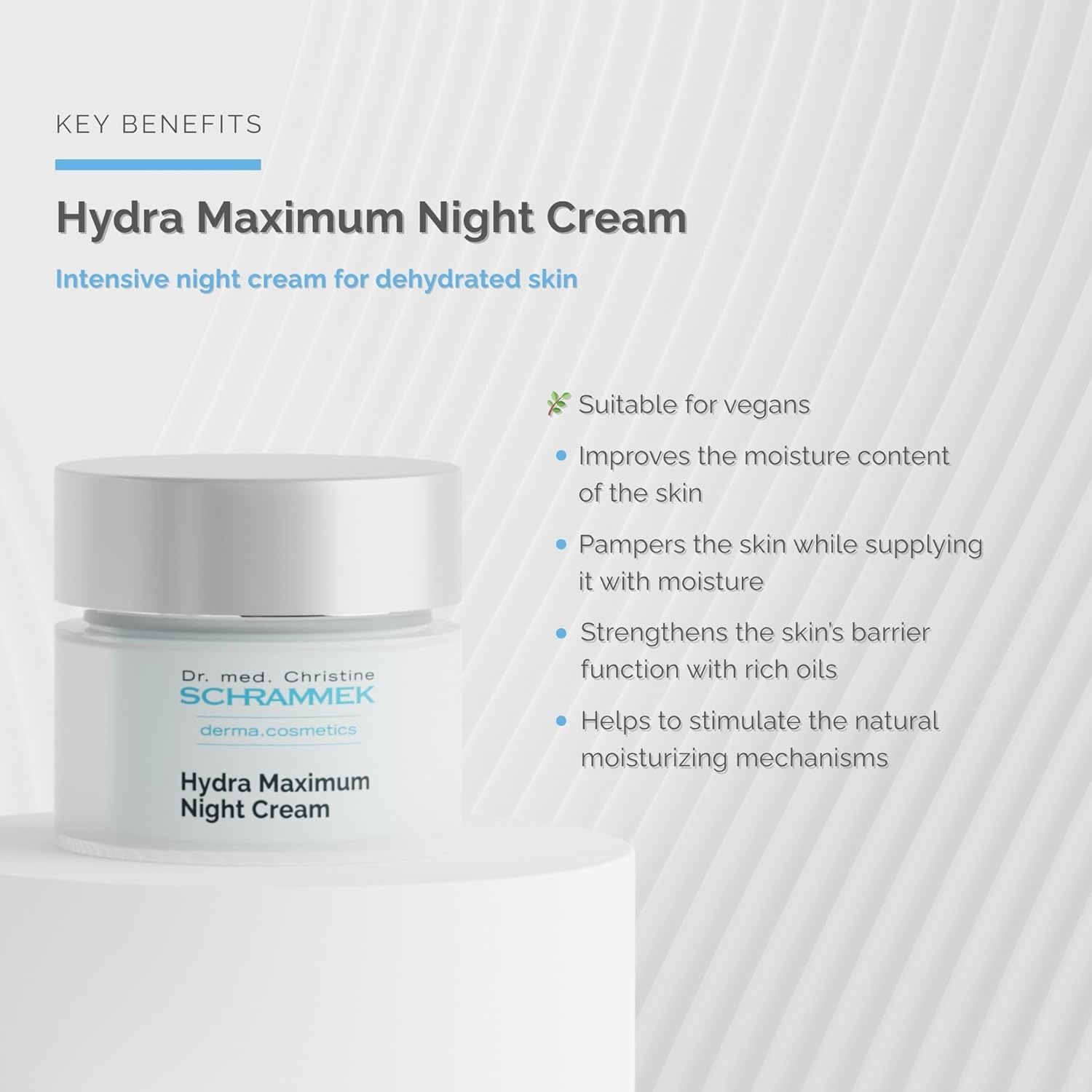 Hydra Maximum Night Cream (1.7 fl oz) - Intensive Night Cream for Dehydrated Skin - Provides Moisture Overnight - Hyaluronic Acid, Vitamin E - Face Moisturizer - Face Cream - Skin Care - Dr. Schrammek - Image 2