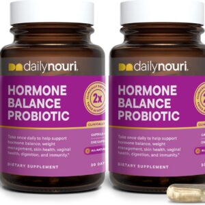 Daily Nouri Hormone Balance Probiotics for Women | Hormone Balance for Women | PMS, Hormonal Acne, & Bloating Support | 7 Clinically Studied Strains + Omega | 30-Day Supply
