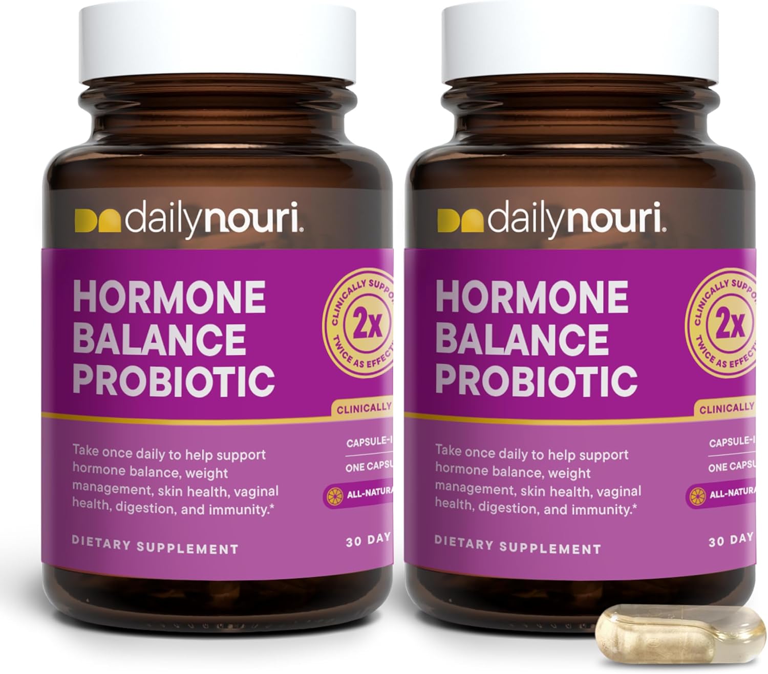 Daily Nouri Hormone Balance Probiotics for Women | Hormone Balance for Women | PMS, Hormonal Acne, & Bloating Support | 7 Clinically Studied Strains + Omega | 30-Day Supply