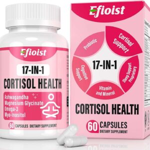 Cortisol Reducer for Women, 17-in-1 Cortisol Supplement for Women, Hormone Harmony with Ashwagandha, Rhodiola Rosea, Magnesium Glycinate, Cortisol Manager for Focus, Mood, Sleep Support, 60 Capsules