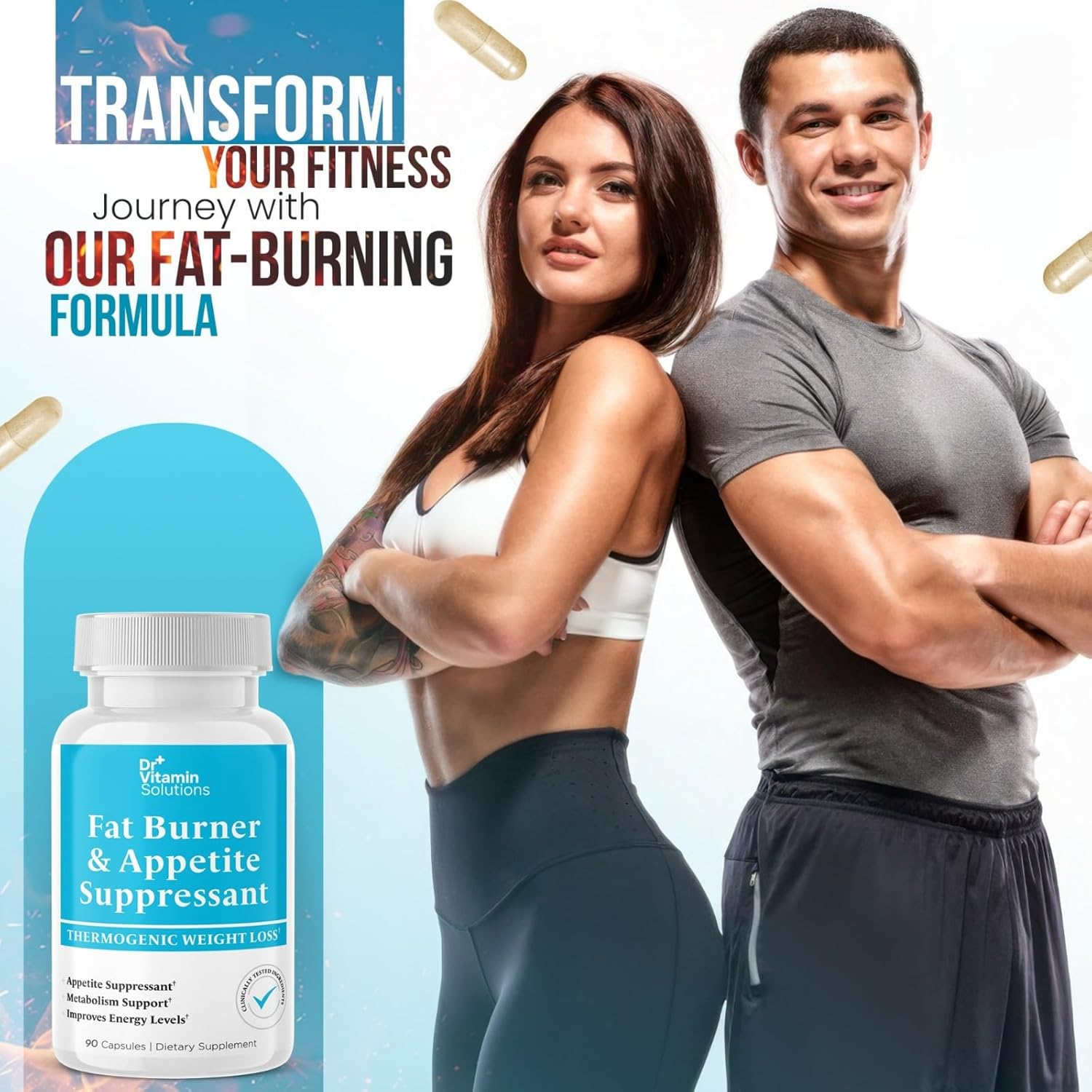 Fat Burner for Women & Men - Appetite Suppressant for Weight Loss - Pills w/Metabolism Booster Thermogenic Weight Loss Supplement - Chromium, Caffeine & Green Tea - 90 Vegan Capsules - Image 4