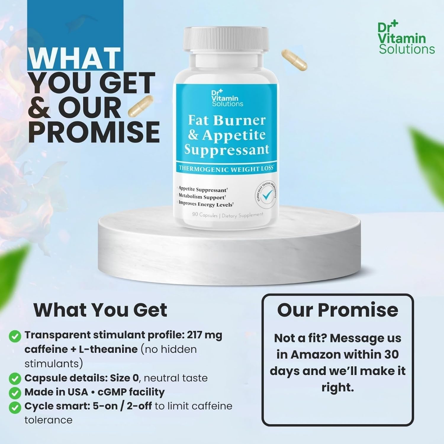 Fat Burner for Women & Men - Appetite Suppressant for Weight Loss - Pills w/Metabolism Booster Thermogenic Weight Loss Supplement - Chromium, Caffeine & Green Tea - 90 Vegan Capsules - Image 5
