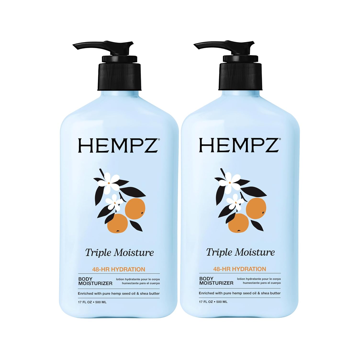 Hempz Triple Moisture Herbal Whipped Body Crème Lotion Moisturizer, 17 Fl Oz (Pack of 2)