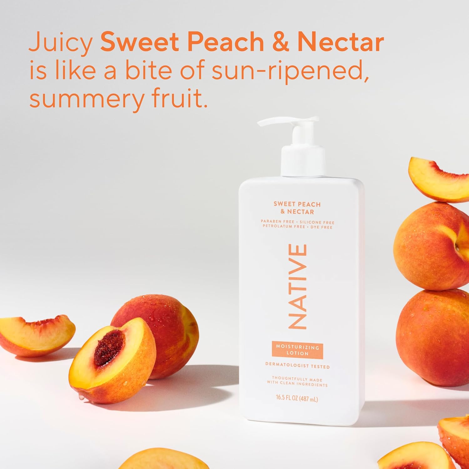 Native Body Lotion, Sweet Peach & Nectar, 48-Hour Hydration for Dry & Sensitive Skin, Made with Plant-Based Moisturizers like Shea Butter, Silicone & Paraben Free, 16.5 fl oz - Image 4