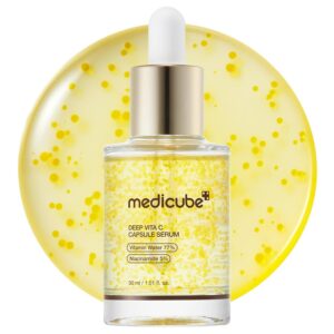 medicube Deep Vitamin C Capsule Serum | Hydrating Vitamin C Serum for Dull & Uneven-Looking Skin with Visible Concerns | Liposome Capsules for Smooth, Radiant Texture | Korean Skincare 1.01 fl.oz
