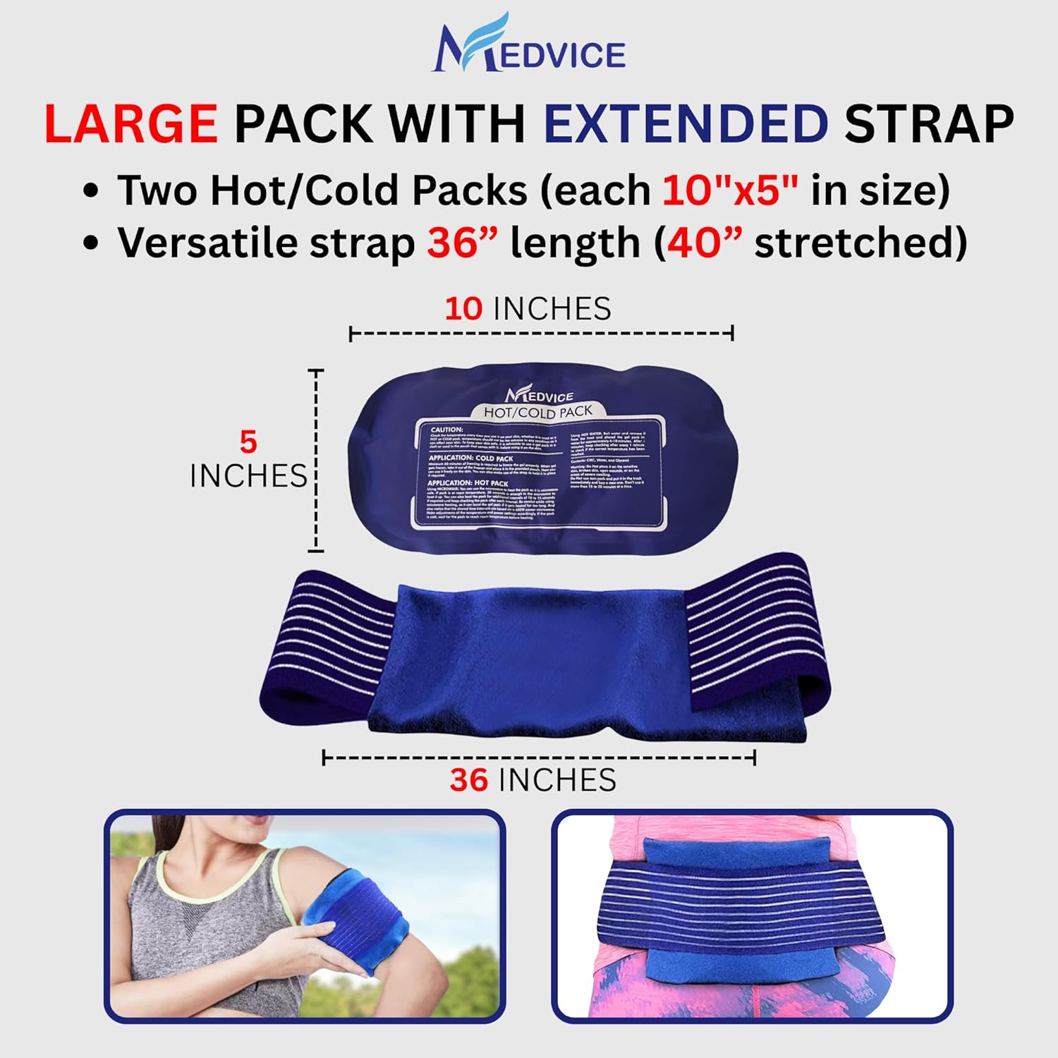 Reusable Hot and Cold Ice Packs for Injuries (3-Piece Set), Joint Pain, Muscle Soreness and Body Inflammation - Reusable Gel Wraps - Adjustable & Flexible for Knees, Back, Shoulders, Arms and Legs - Image 2