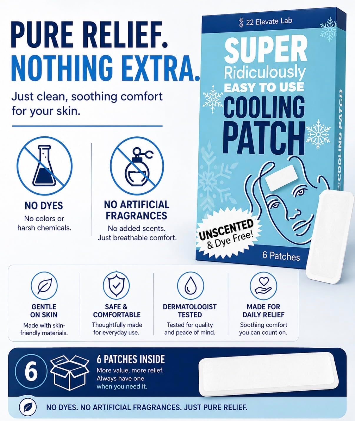 Unscented and Dye Free - 22 Elevate Lab Cooling Patches – Portable Soft Gel Pads for Refreshing Comfort & Temperature Relief – Air-Activated Reusable Design – 6 Count - Image 2