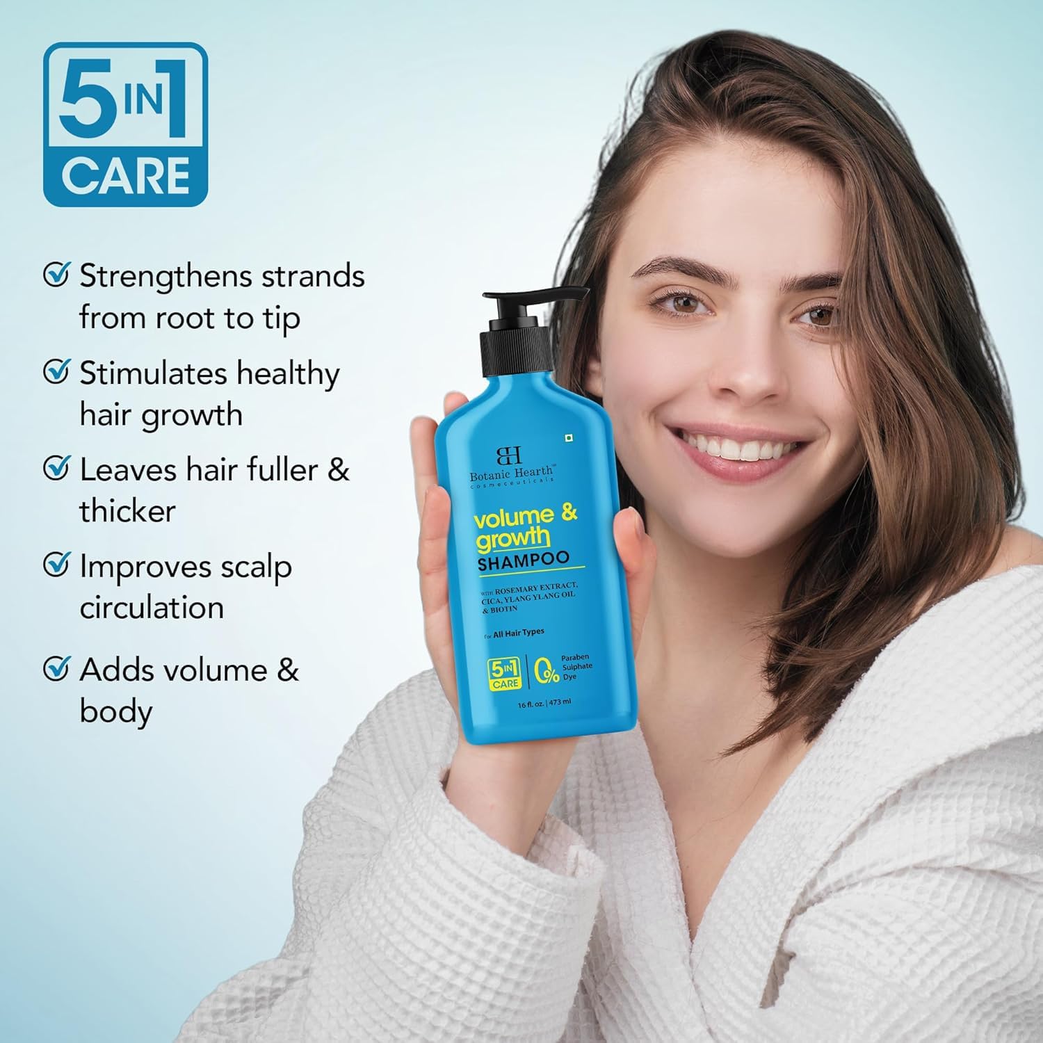 Botanic Hearth Rosemary Shampoo Infused With Cica, Ylang Ylang Oil & Biotin Oil – Clarifying Shampoo For Hair Volume, Growth & Strength | Paraben & Sulfate Free | For All Hair Types, 16 Fl Oz - Image 7