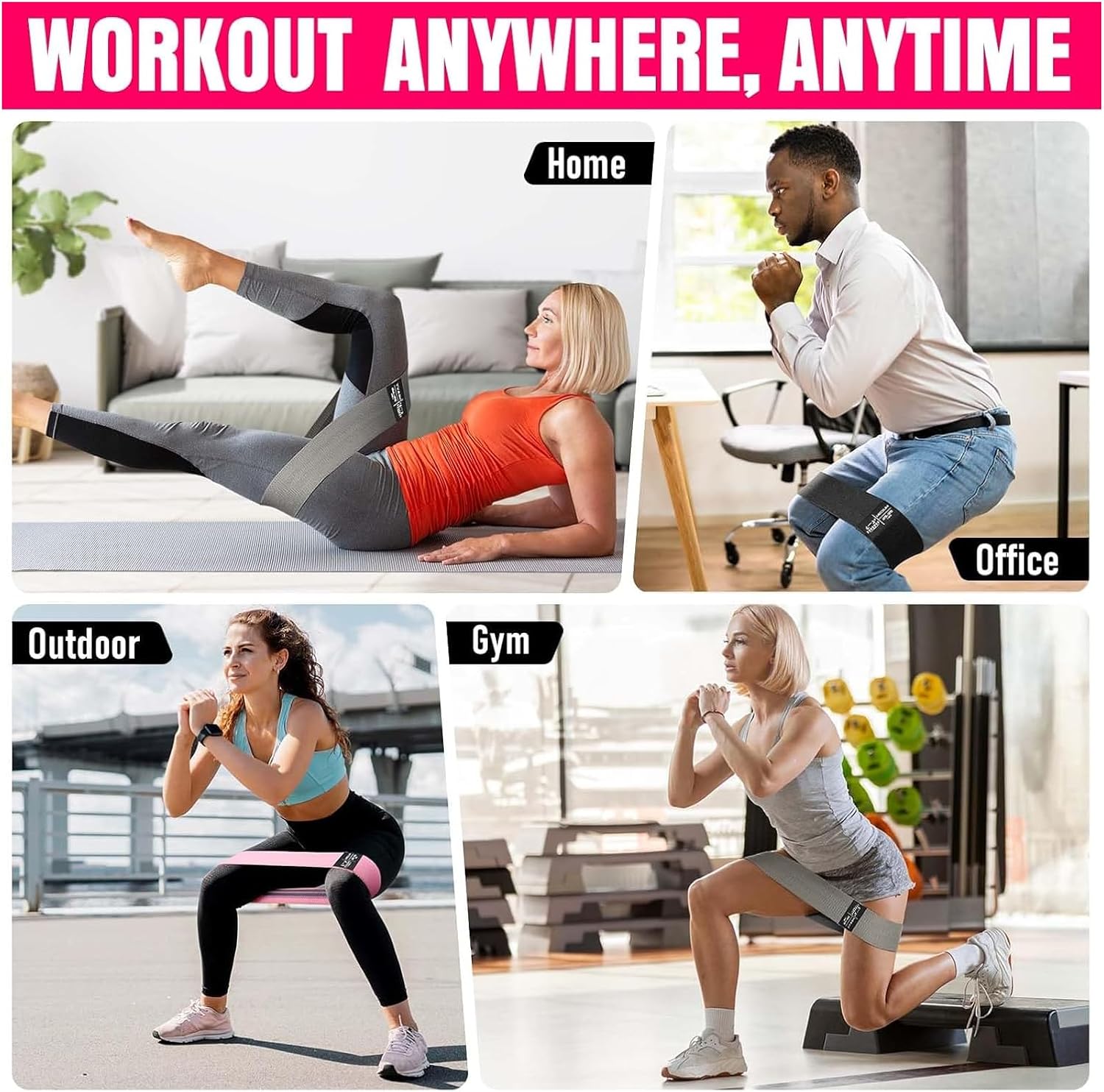 Booty & Resistance Bands – 3 Level Non-Slip Fabric Exercise Bands for Legs & Glutes, Women & Men, Squats, Hip Thigh Training, Yoga, Pilates, Home Workout - Image 7