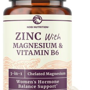 Zinc and Magnesium Supplement with Vitamin B6 | Women’s Hormone Balance, Menstrual Cycle & Immune Support | High Absorption Chelated Magnesium Glycinate with Zinc Picolinate and VIT B6 | 60 Ct