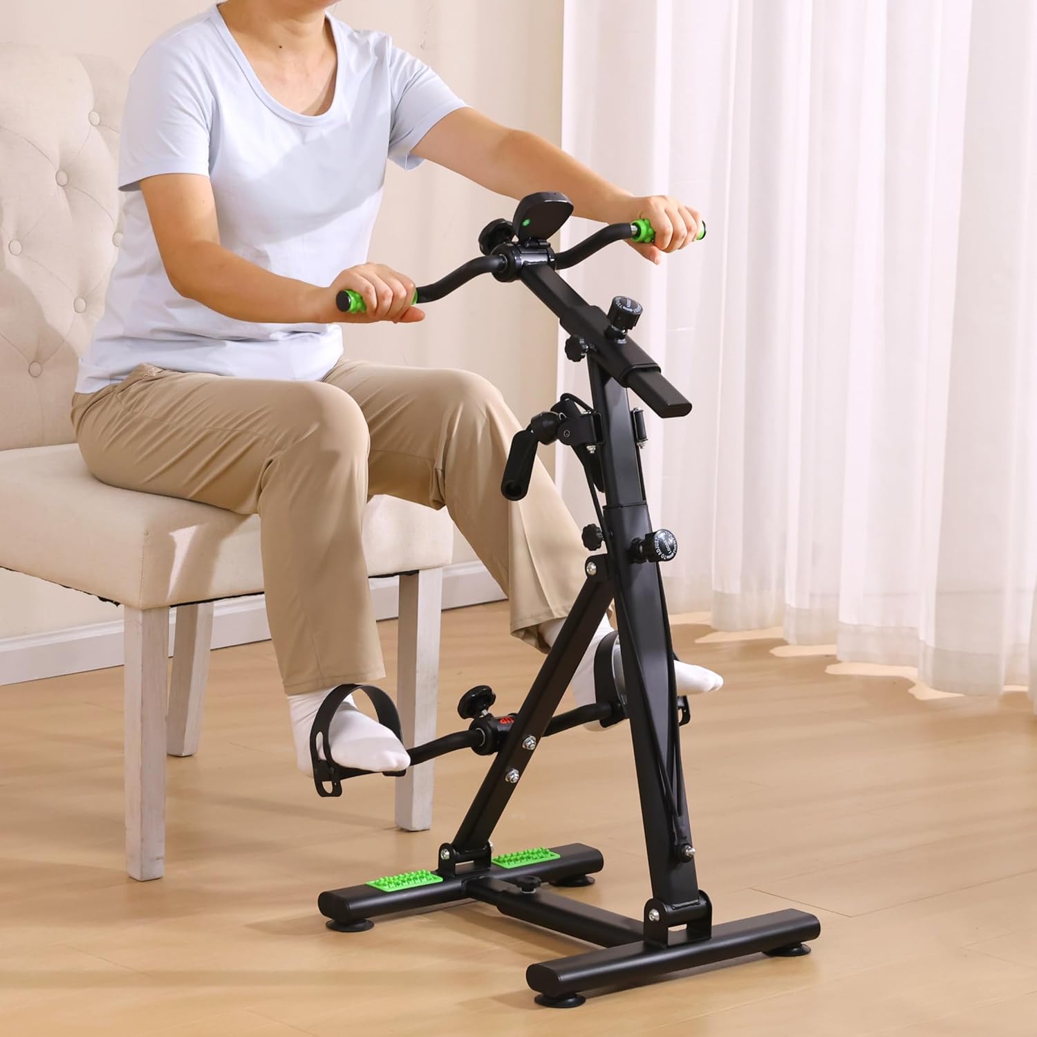 Pedal Exerciser Bike for Seniors, Arm Leg Hand and Knee Elderly Exercise Equipment, Sitting Home Exercise Machine for Total Body, Upper and Lower Limb Physical Therapy Trainer - Image 2