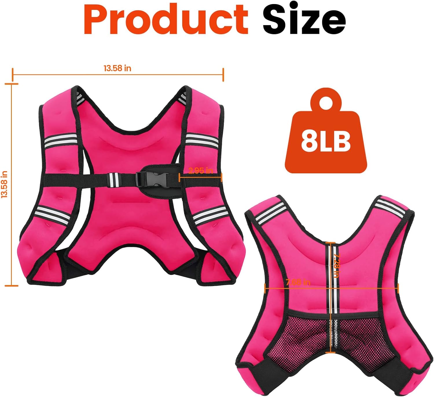 Poudee Weighted Vest, 6lb/8lb/10lb/12lb/16lb/20lb/25lb/30lb Weight Vest for Men Women, Body Weight Vests Adjustable with Reflective Stripe for Strength Training, Running, Workout, Jogging, Walking - Image 5