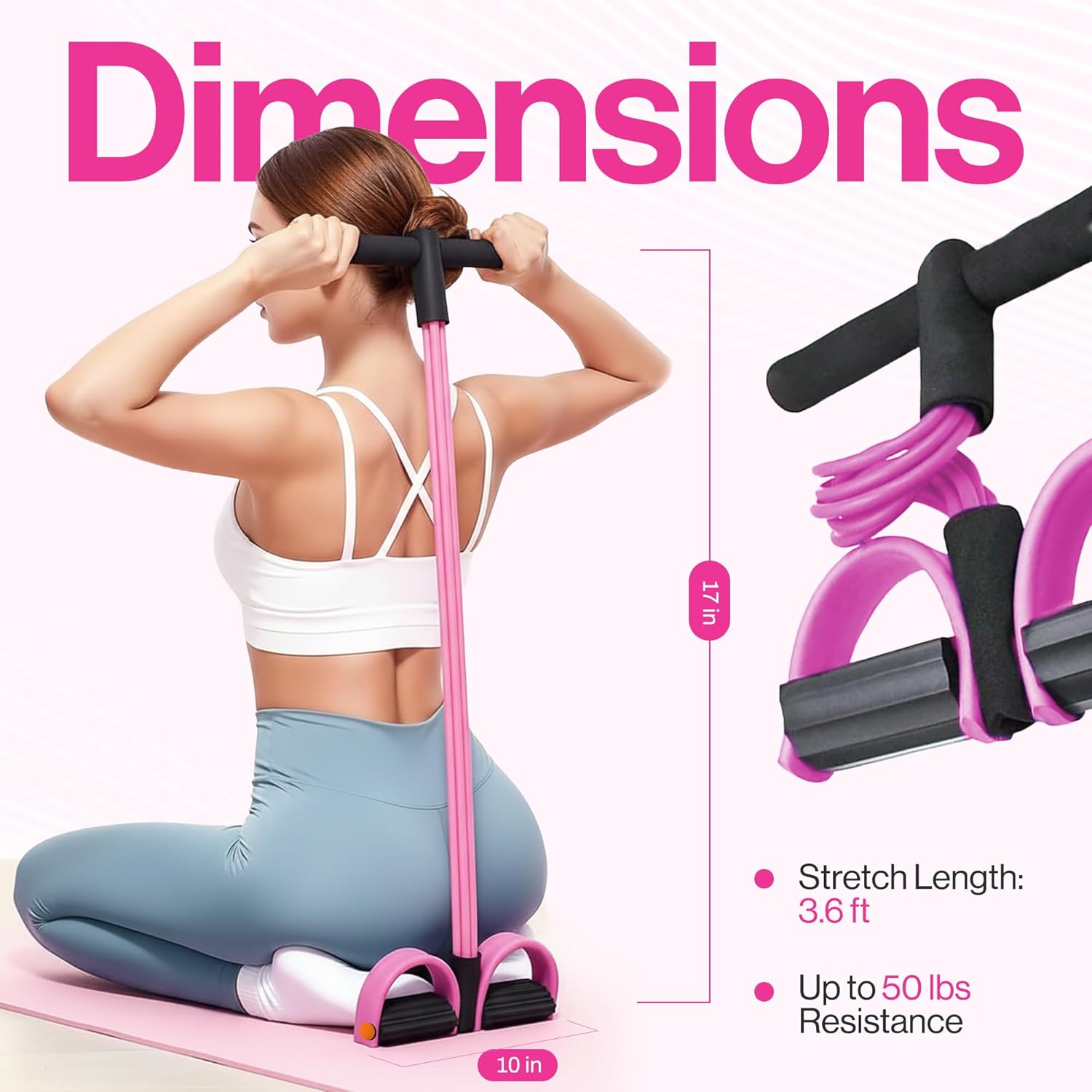 Pedal Resistance Band with Handle, 6 Tube Multifunction Foot Pedal Resistance Band, Arm & Waist Training Tummy Trimmer Ab Workout Equipment for Home Gym Men Women - Image 6