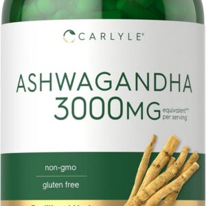 Carlyle Ashwagandha Supplement for Women and Men | 300 Capsules | Herb Root Extract with Black Pepper | Non-GMO and Gluten Free
