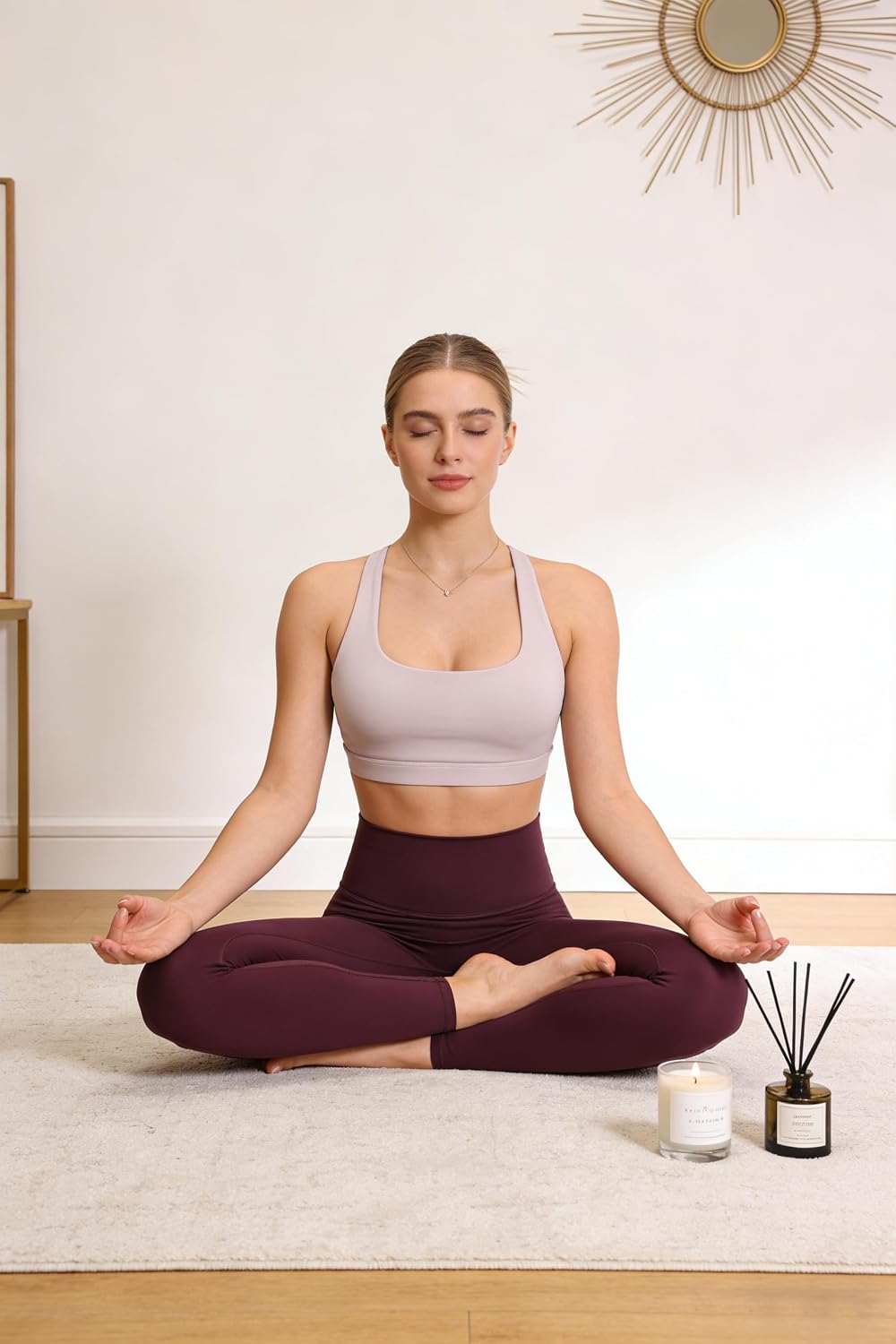 Workout Sets for Women 2 Piece Seamless High-Waisted Leggings & Cross Back Padded Sports Bra for Yoga Pilates - Image 5