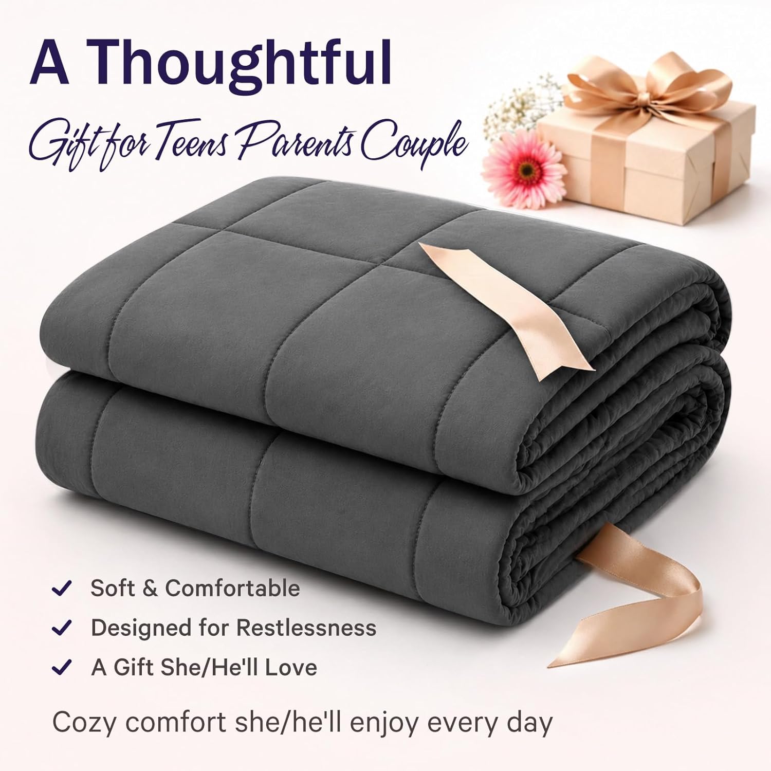 Weighted Blanket for Adults 20lbs, 48"x72", Twin Full Size Cooling Heavy Throw Blanket for 180-220lbs, Microfiber Soft Thick Big Blankets Weighted Comforter Breathable Gift for Sleeping, Grey - Image 8