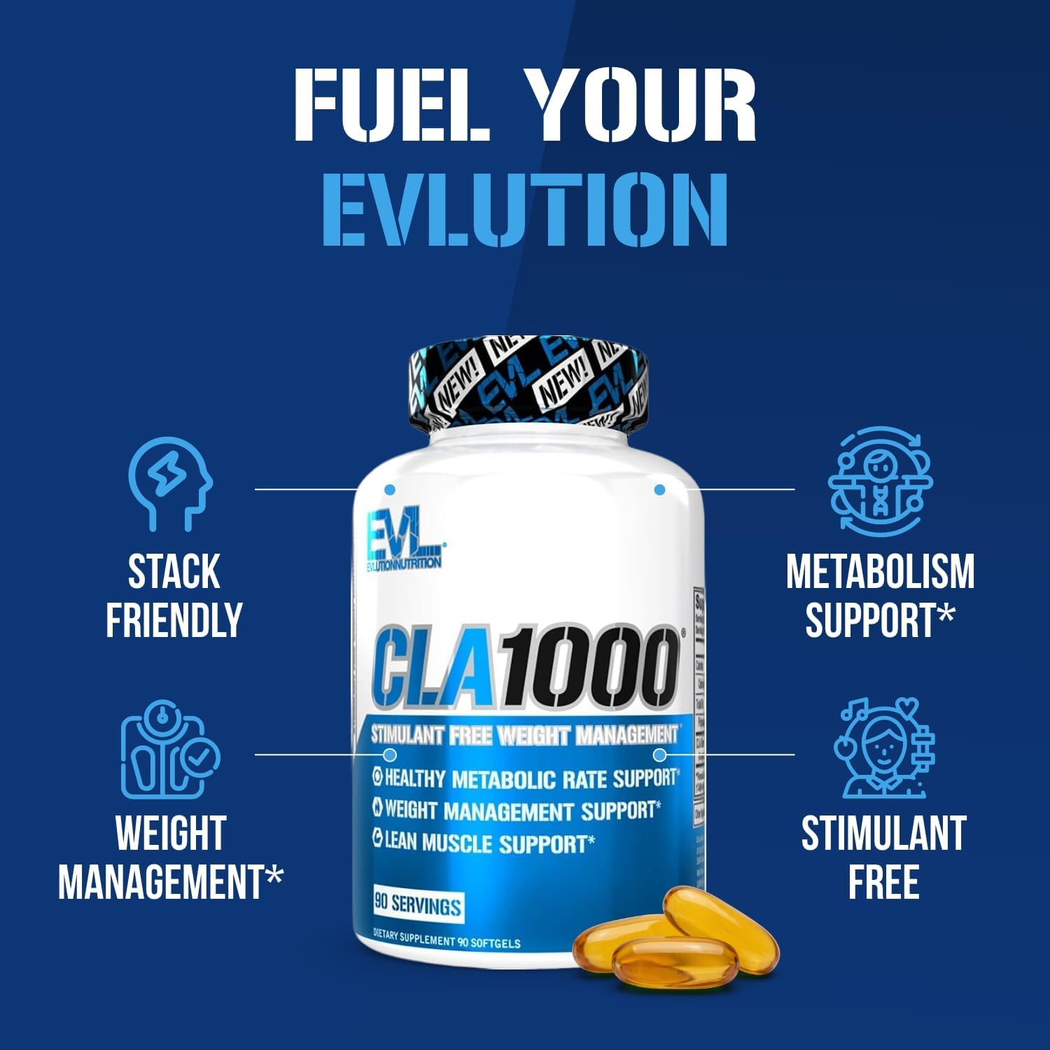 Evlution Conjugated Linoleic Acid CLA Supplement Nutrition Lean Muscle Mass Builder & Fat Burner for Men and Women - Stimulant-Free Safflower Based CLA 1000mg Blend Per Serving (90 Servings) - Image 4