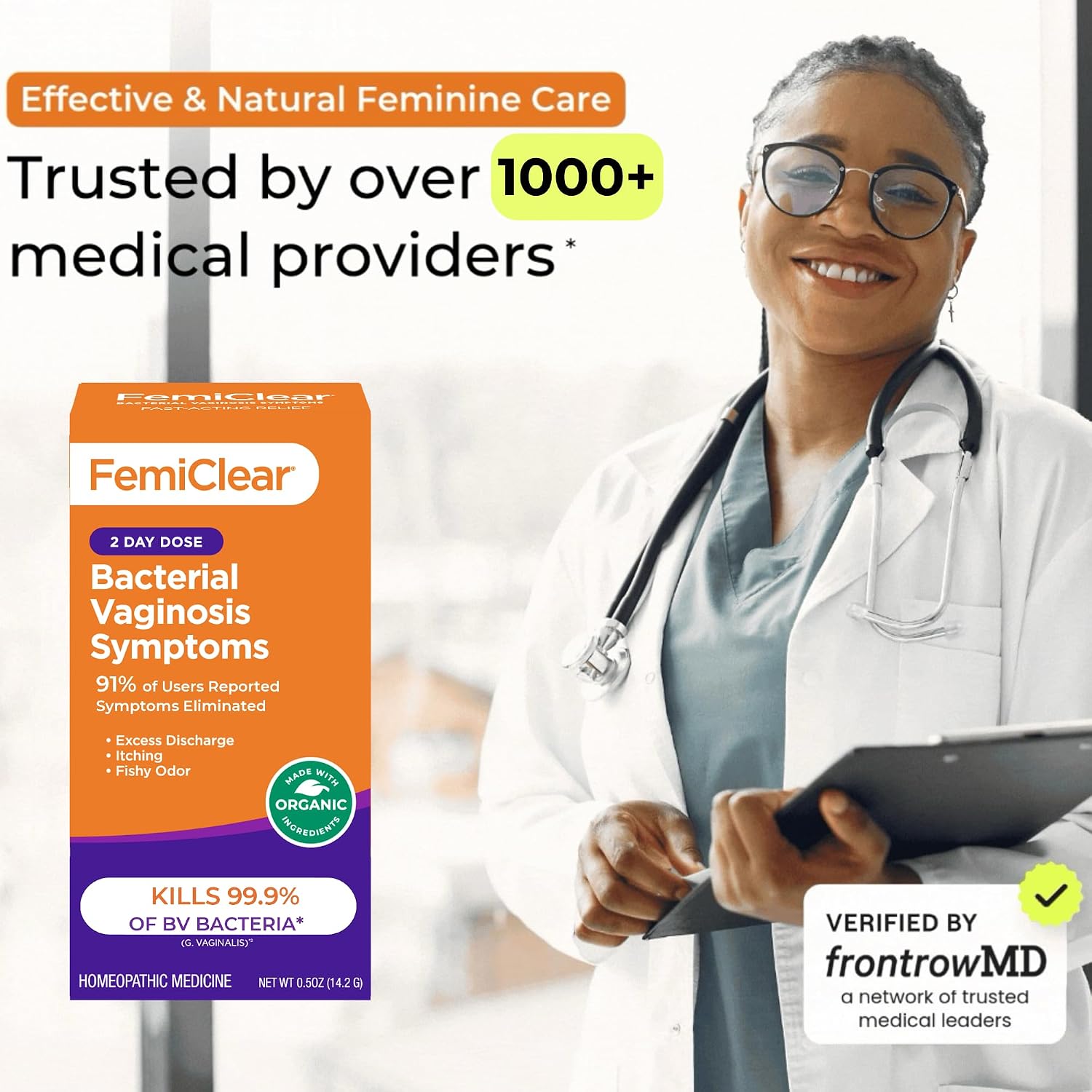 FemiClear Bacterial Vaginosis Symptoms Ointment, 2-Day Dose, 0.5 Oz, Fast-Acting Vaginal Relief for Odor, Itching & Discharge, Supports pH Balance & Vaginal Health, All-Natural & Organic Ingredients - Image 3