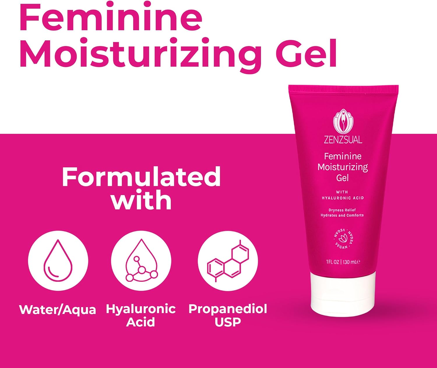 ZENZSUAL Feminine Moisturizing Gel, 1oz Travel Size – 100% Vegan, Paraben Free, Gentle Daily Care – pH Balanced Formula with Hyaluronic Acid – Intimate Dryness Relief and Hydrating Support for Women - Image 3