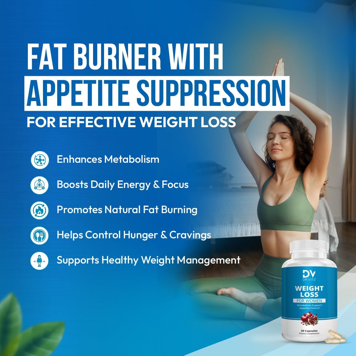 Weight Loss Pills for Women – Fat Burner & Appetite Suppressant – Metabolism Booster with Chromium, Green Tea & Guarana – 30 Capsules – Caffeine Anhydrous for Energy Support - Image 6