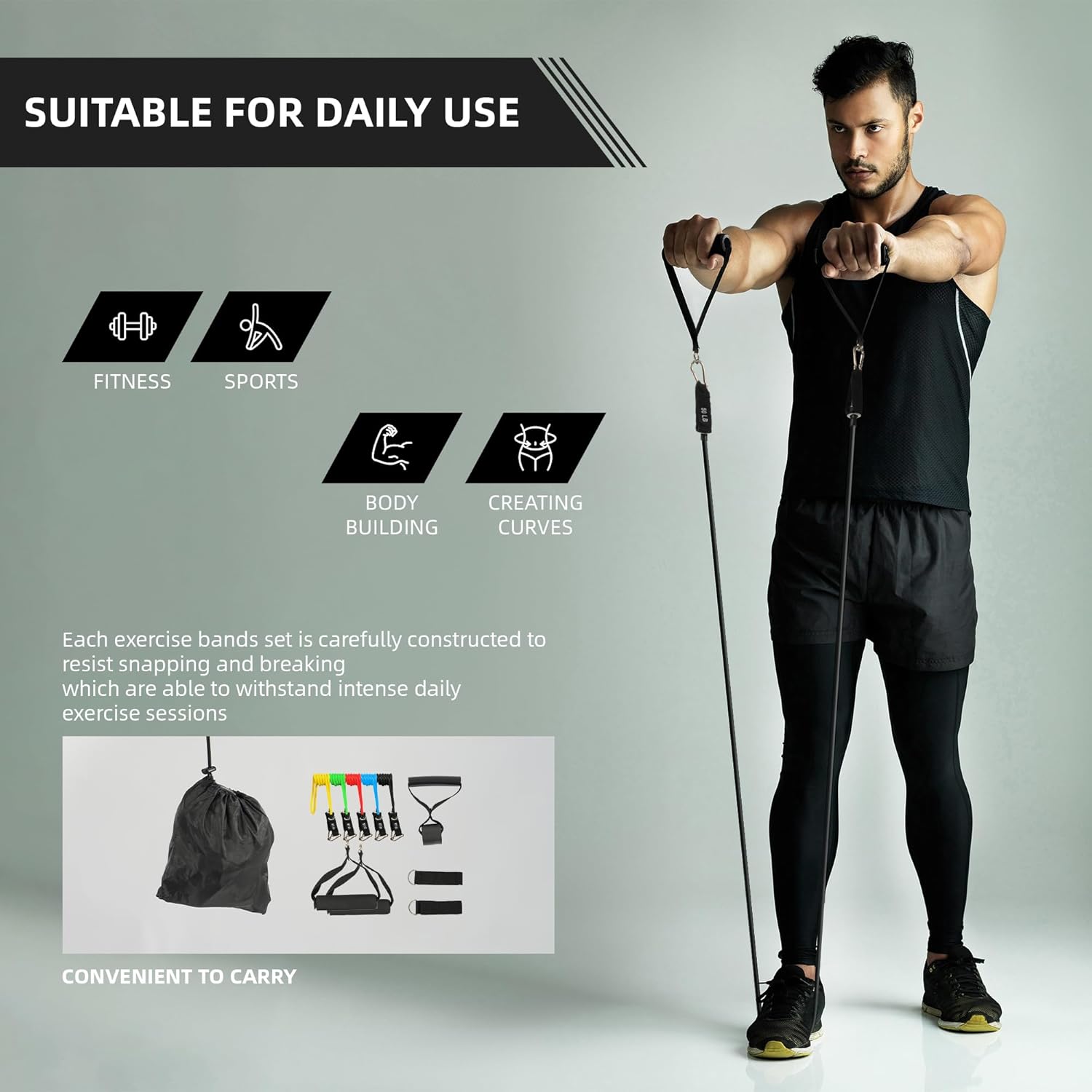 Fitvids Resistance Loop Bands Set - 5-Level Exercise Bands for Home Fitness, Physical Therapy & Strength Training (10-50lbs) - Image 4