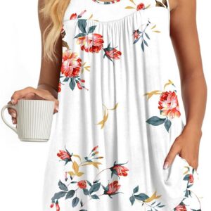 TAOHUADAO 2 Piece Women's Sleeveless Pajama Sets, Lounge Sleepwear Ladies Pjs Sets with Pockets