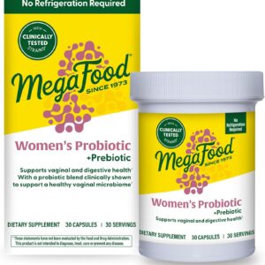 MegaFood Womens Probiotic + Prebiotic - Gluten-Free Prebiotics and Probiotics for Women, Supports Digestive Health & Regularity, Vaginal Probiotics for Healthy pH Levels, Vegetarian - 30 Capsules