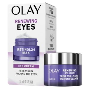 Olay Retinol 24 MAX Night Eye Cream, Fragrance Free Anti Aging Eye Cream for Fine Lines and Wrinkles, Hydrating Retinol Night Eye Treatment, Lightweight Moisturizing Eye Cream, 0.5 oz