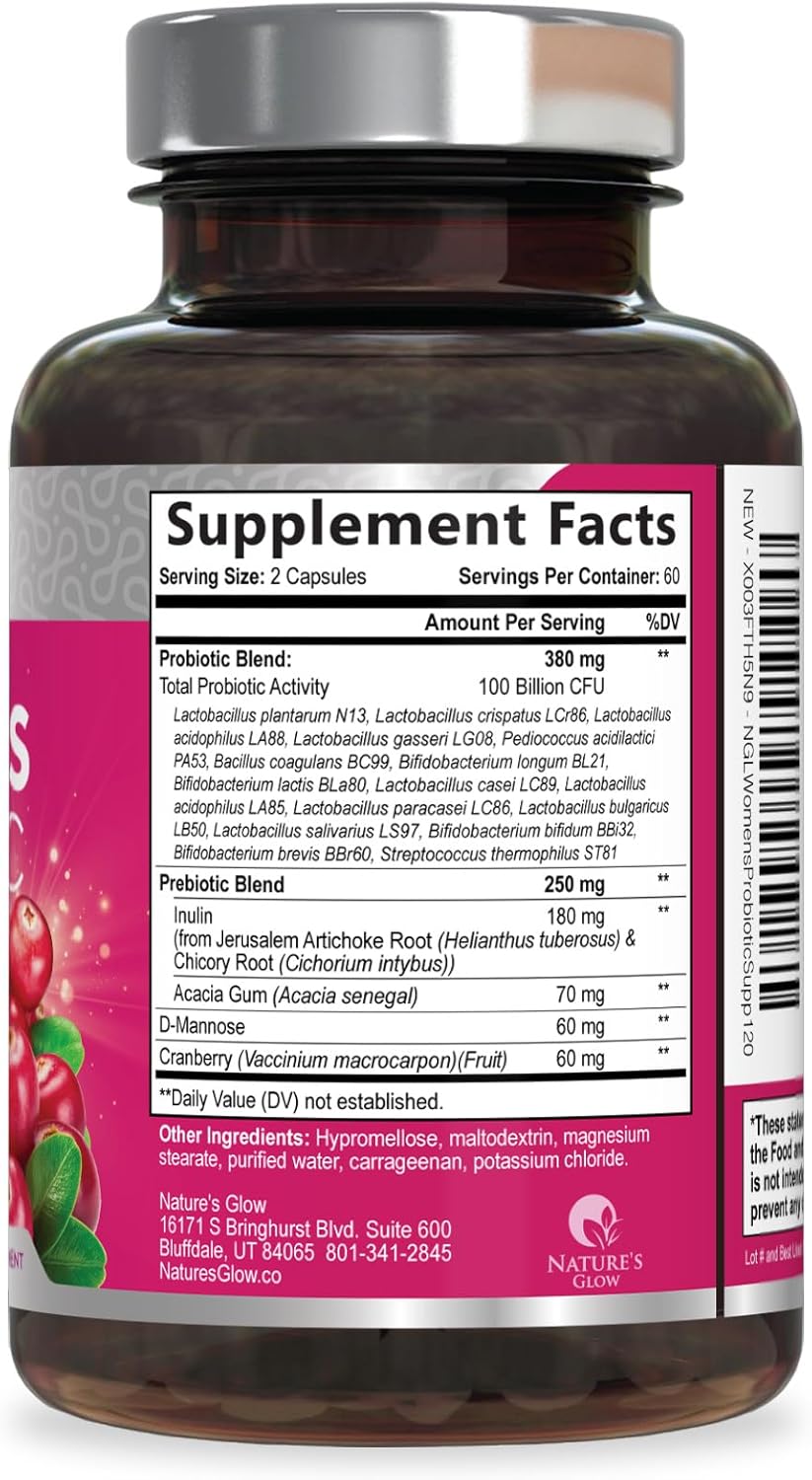 Probiotics For Women 100 Billion CFU Per Serving - Women's Probiotic For Digestive Health 16 Unique Strains - Daily Vaginal PH Balance & Feminine Health Support, Womens Probiotic - 120 Capsules - Image 9