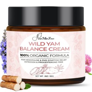 Wild Yam Cream 2oz, Organic Balancing Cream for Women, Deep Nourishment and Hydration, Made With Wild Yam Root, Chaste Tree Berry and Red Clover