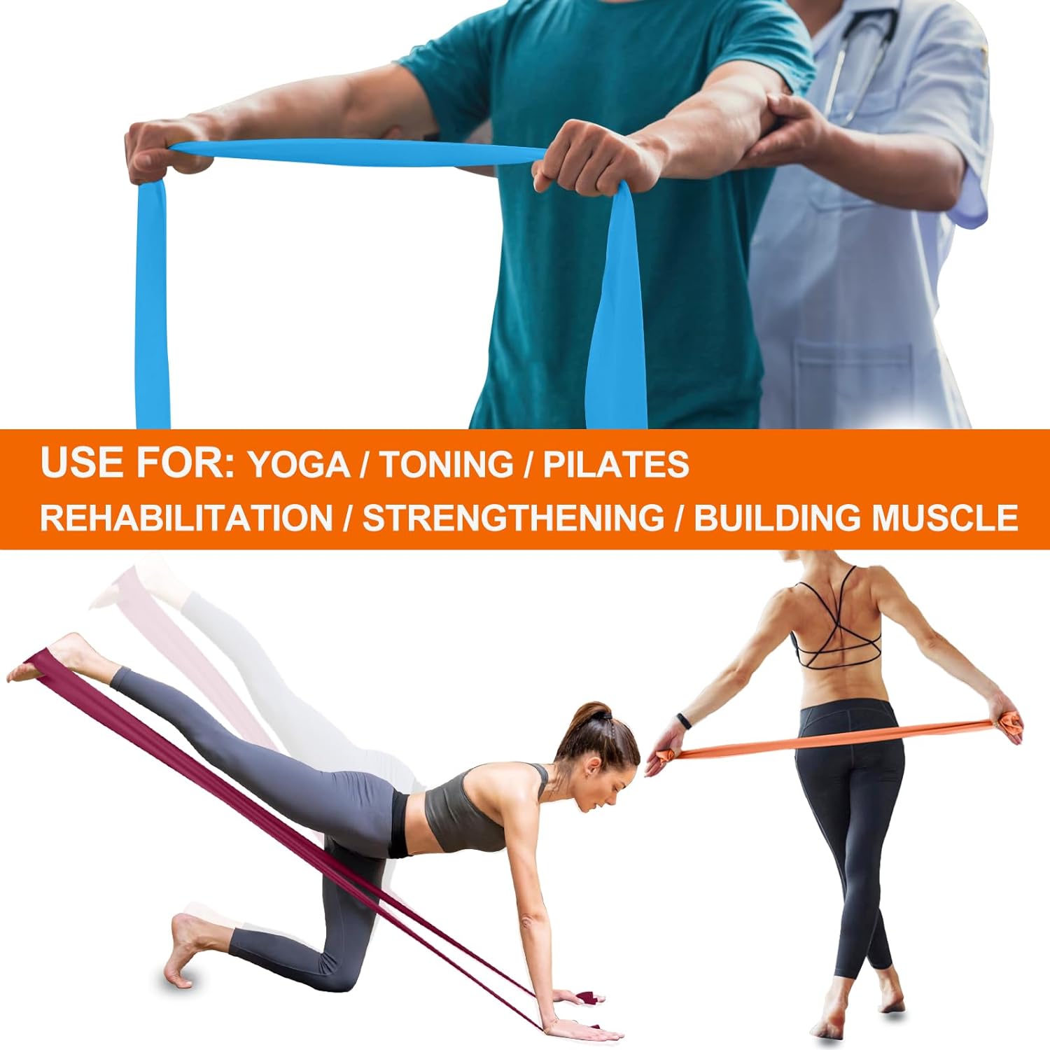 A AZURELIFE Resistance Bands,Professional Long Non-Latex Elastic Stretch Bands,Exercise Bands for Physical Therapy, Yoga, Pilates, Rehab, at-Home or The Gym Workouts, Strength Training - Image 7
