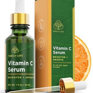 Tree of Life Vitamin C Serum For Face - Brightening Face Oil for Dark & Age Spots - For Dry & Sensitive Skin with Vitamin E for Soft Smooth Glow - Dermatologist Tested, 1 Fl Oz