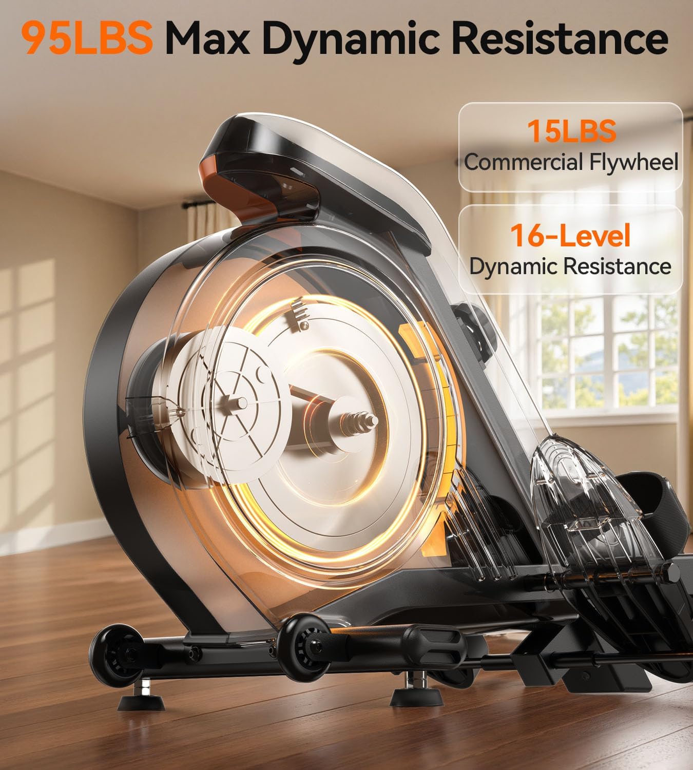 YOSUDA Rowing Machine for Home, Magnetic Rower Machine for Beginners to Athletes, Use with Resistance Adjustment Function, Bluetooth, App Supported, LCD Monitor, and Comfortable Seat Cushion - Image 3