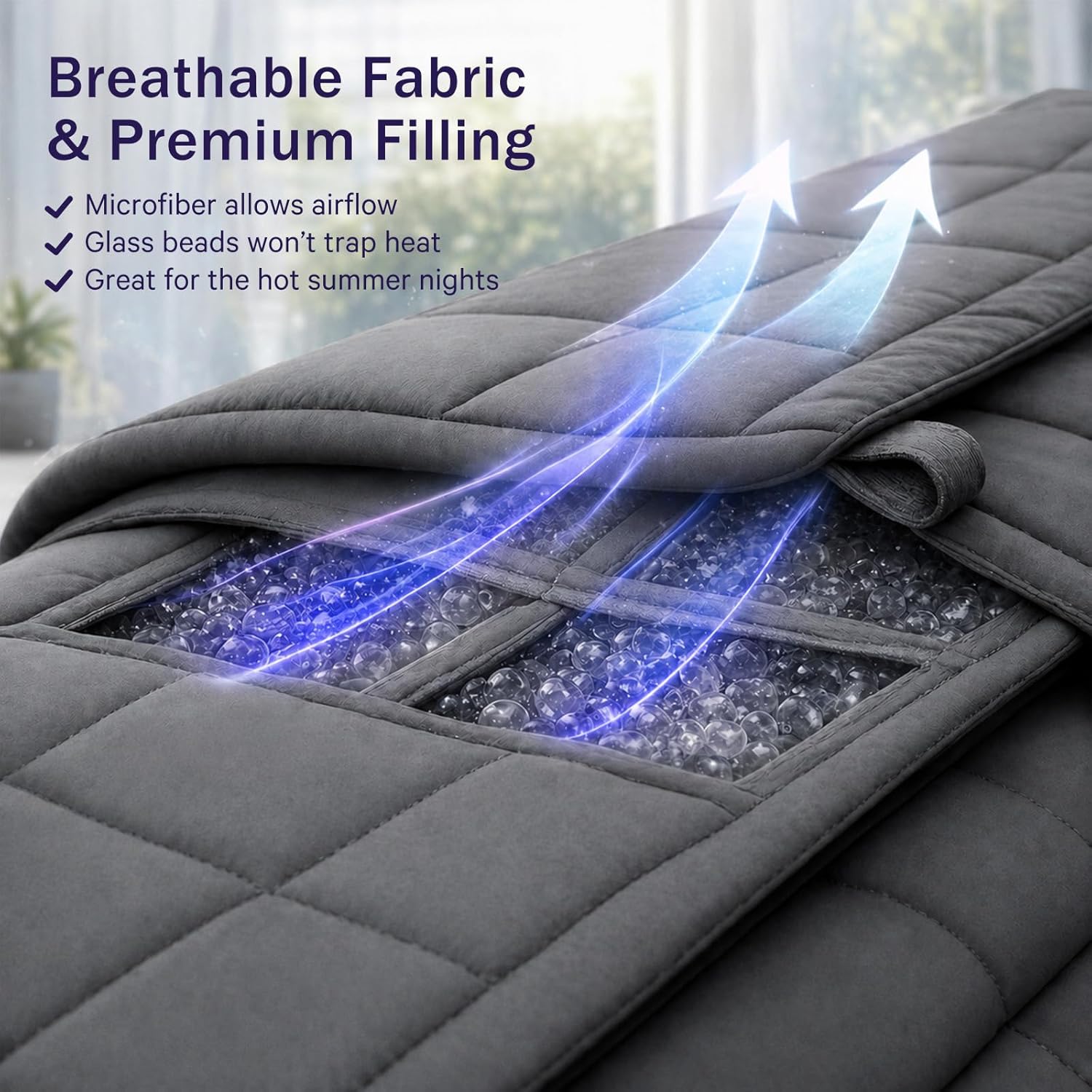 Weighted Blanket for Adults 20lbs, 48"x72", Twin Full Size Cooling Heavy Throw Blanket for 180-220lbs, Microfiber Soft Thick Big Blankets Weighted Comforter Breathable Gift for Sleeping, Grey - Image 6