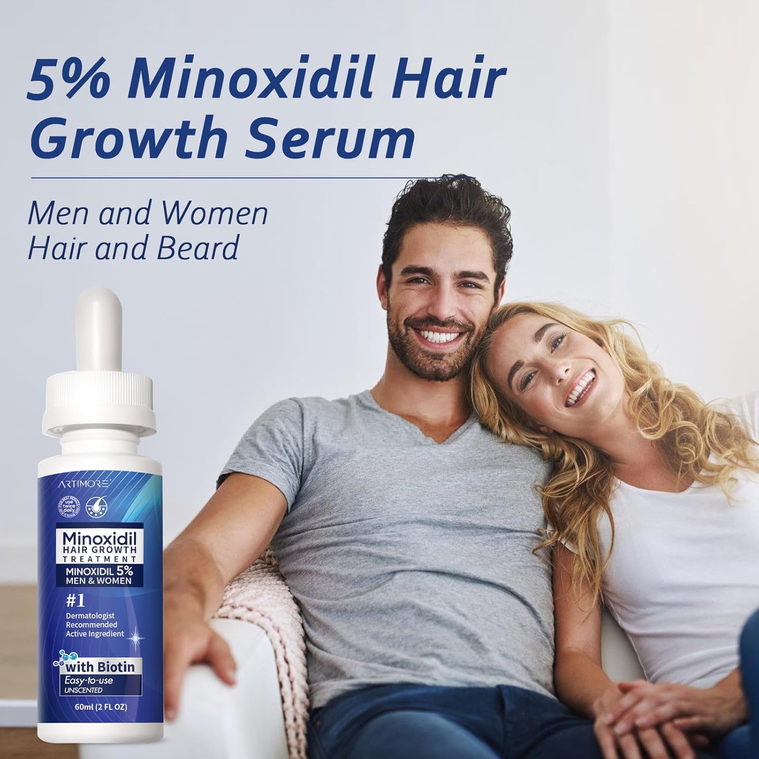 5% Minoxidil Hair Growth Serum for Men & Women with Biotin: Minoxidil for Men and Women, 5 Percent, Hair Regrowth Treatment, Extra Strength (6 FL OZ, Dropper 3pcs) - Image 7