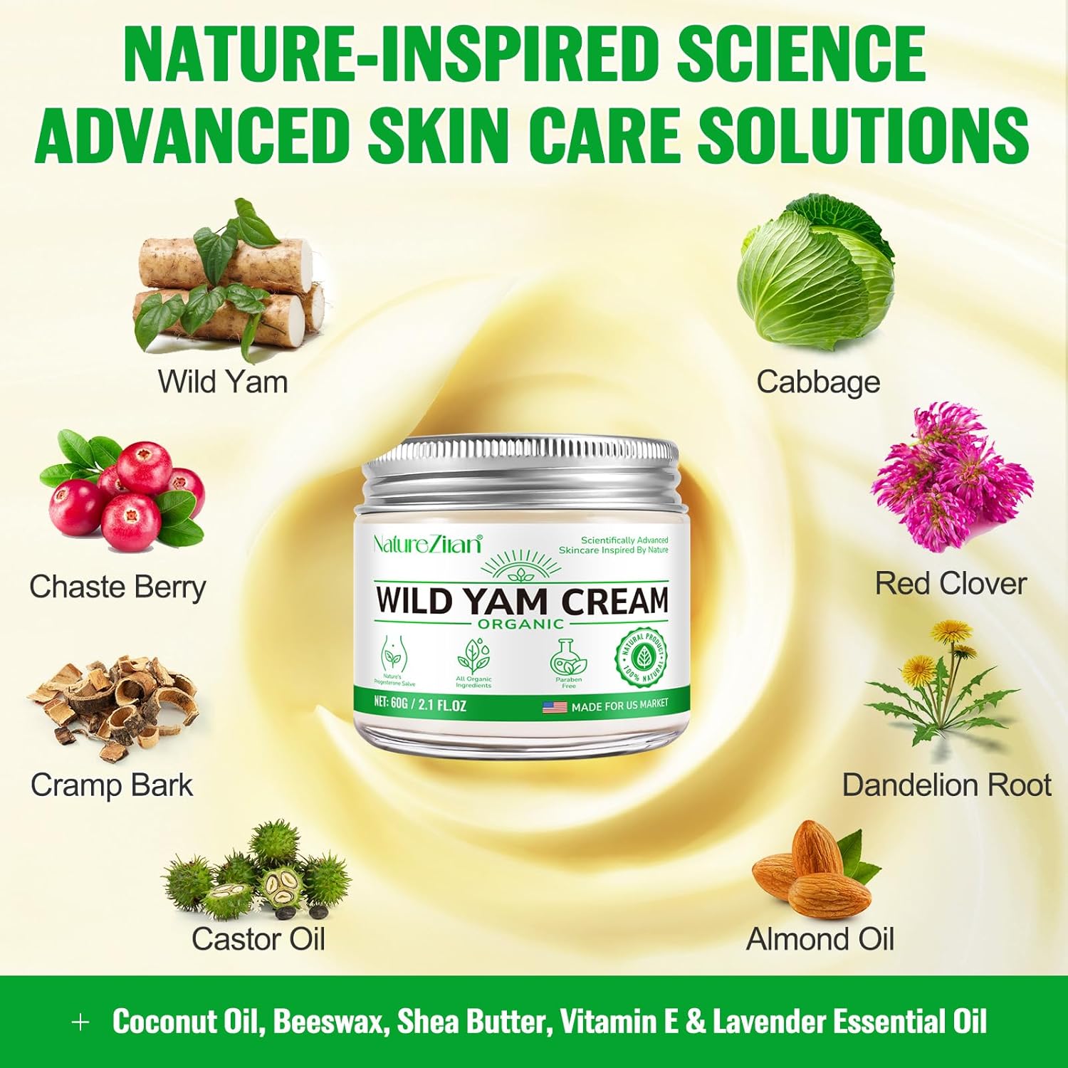 NATURE ZIRAN Wild Yam Cream - Wild yam Cream - Suitable for Relieving Symptoms During Periods of Physical Change - for All Skin Types 2.1floz - Image 7