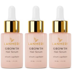 Lanmeri Vegan Hair Growth Serum for Women & Men - Natural Scalp Treatment for Thinning Hair and Hair Regrowth - Fuller-looking, Thicker and Healthier Hair in 90 Days, All Hair Types