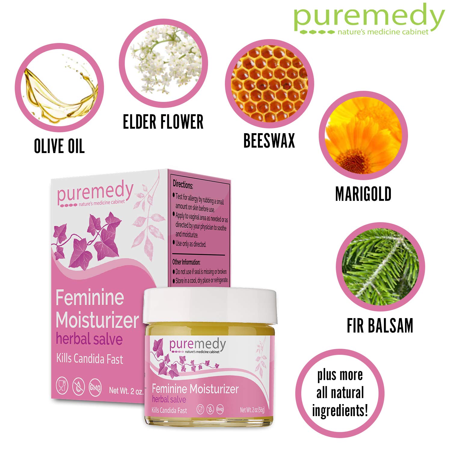 Puremedy - Feminine Herbal Salve - All-Natural Moisturizing Comfort Balm with Calendula & Elder Flower for Feminine Wellness, 1oz - Image 2